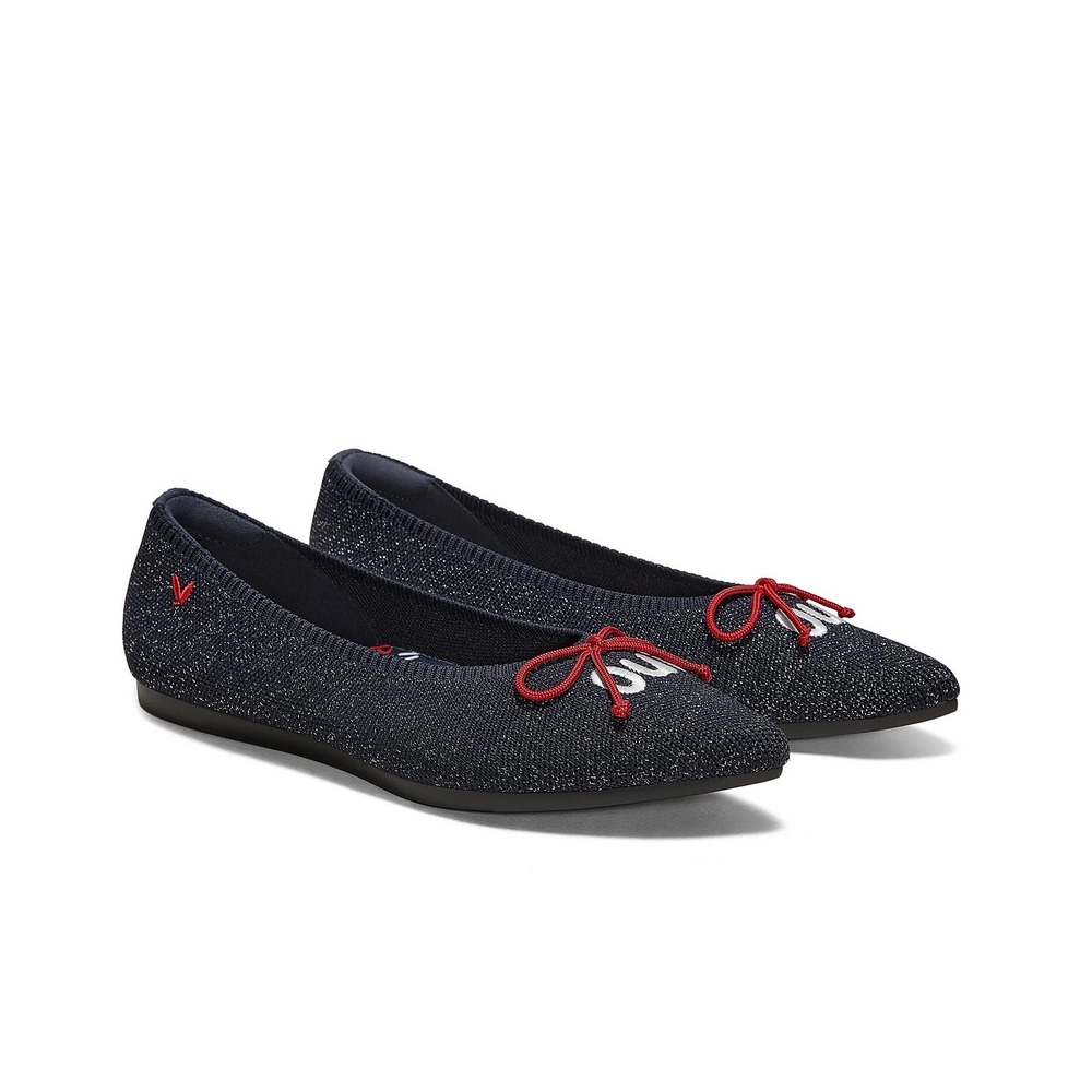 Vivaia Oui Paris Pointed Toe Navy Blue Flats Size 38 or 8.5 Olympics 2024 Paris